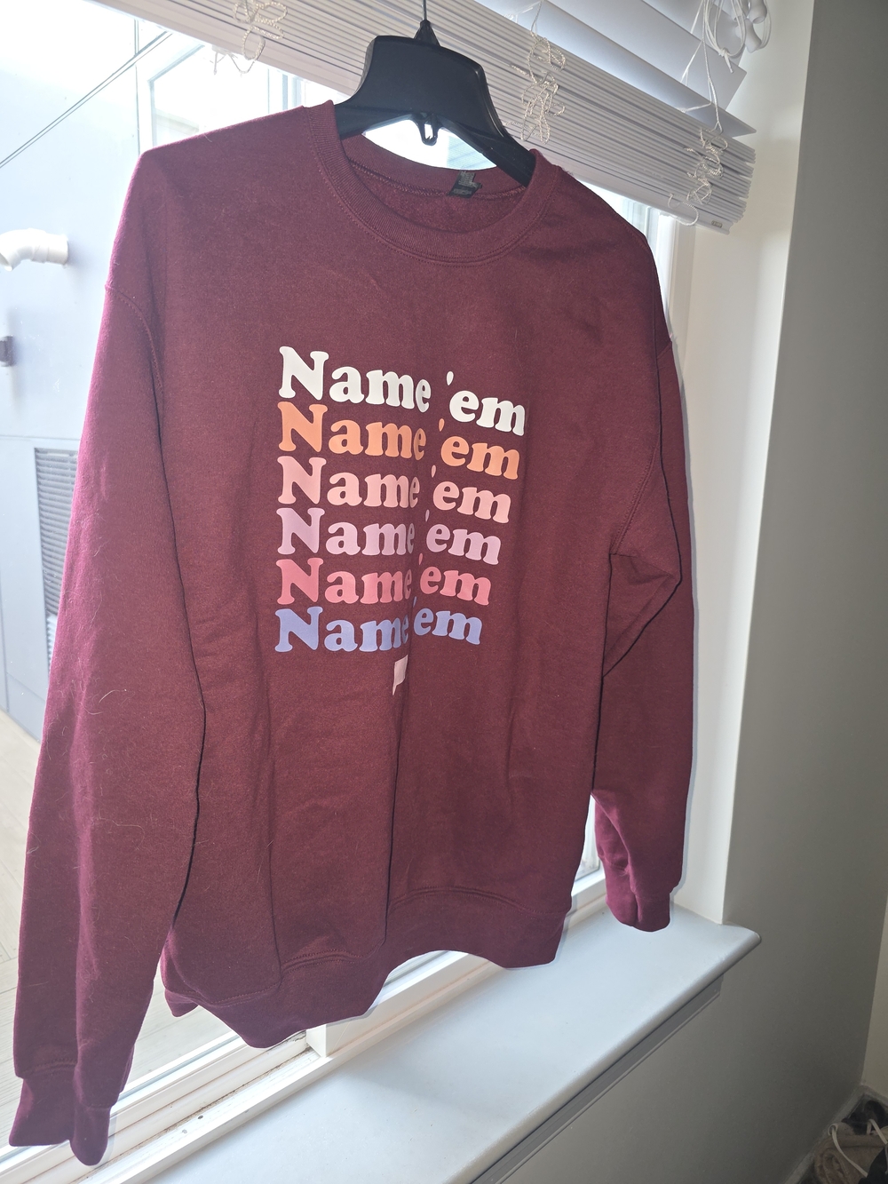 Bravo Burgundy "Name 'em" Graphic Crewneck Sweatshirt